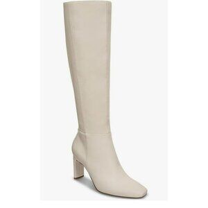 Classic Women's Knee-High Block Heel Boot in Cream